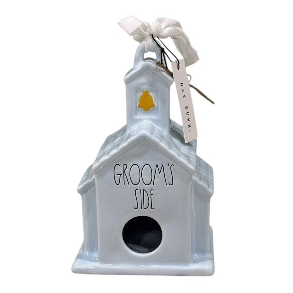 Rae Dunn Groom's Side Church Birdhouse Wedding Decor Light Blue NWT